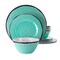 Turquoise Blue Melamine 12-Piece Plates Bowls Dinnerware Set Crackle Design